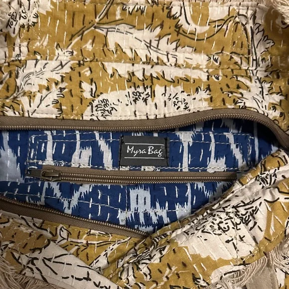 Myra Floral Patterned Tote Bag with Brown Accents - Picture 2 of 7